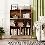 COTUBLR 7 Cube Bookcase, 3 Tier Open Bookcase for Living Room, 31 inch Small Bookshelf with Wooden Leg, Toy Storage Organizer, Floor Standing Display Cabinet Rack for Bedroom, Nursery, Office