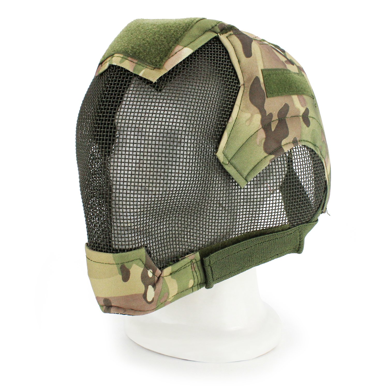 Máscara táctica de airsoft, ajustable, máscara de protección de malla completa con protección para los oídos para juegos de CS al aire libre, caza, Halloween, paintball, hockey, disfraz de cosplay
