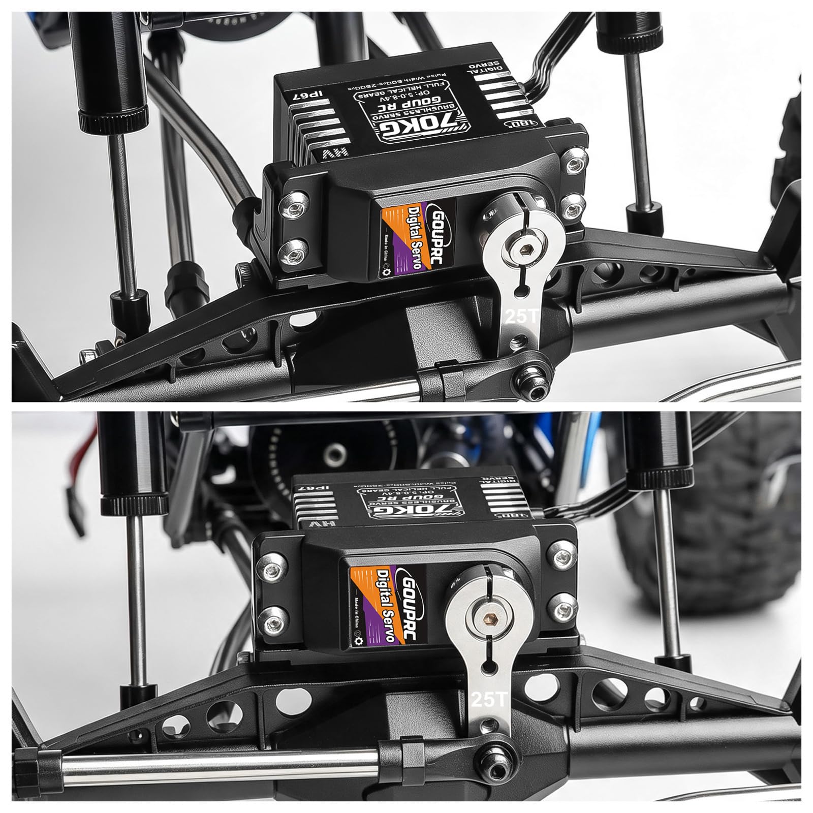 Servo di sterzo digitale in metallo, 70 kg, 7,4 V, per 1/8 1/10 1