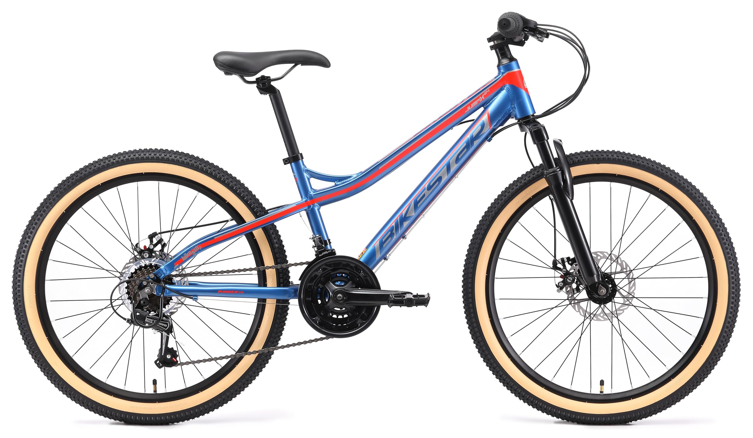 BIKESTAR MTB Mountain Bike Alluminio per Bambini 10-13 Anni | Bicicletta 24 Pollici 21 velocità Shimano, Hardtail, Freni a Disco, sospensioni