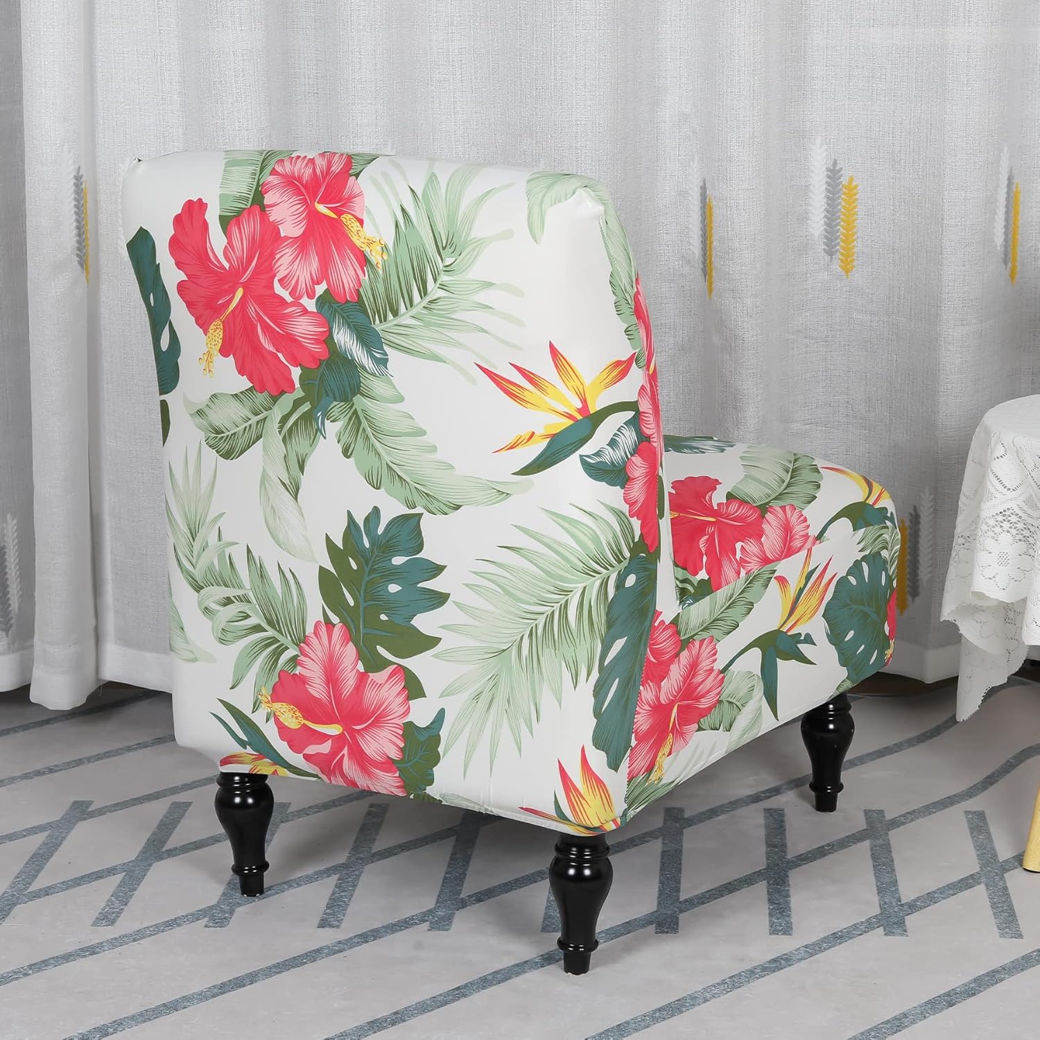 Armless Accent Chair Cover Slipcover, Stretch Chair Slipper Super Fit Armless Chair Furniture Protector Cover Slipcover for Living Room Hotel (2 Pack, Palm Leaf)
