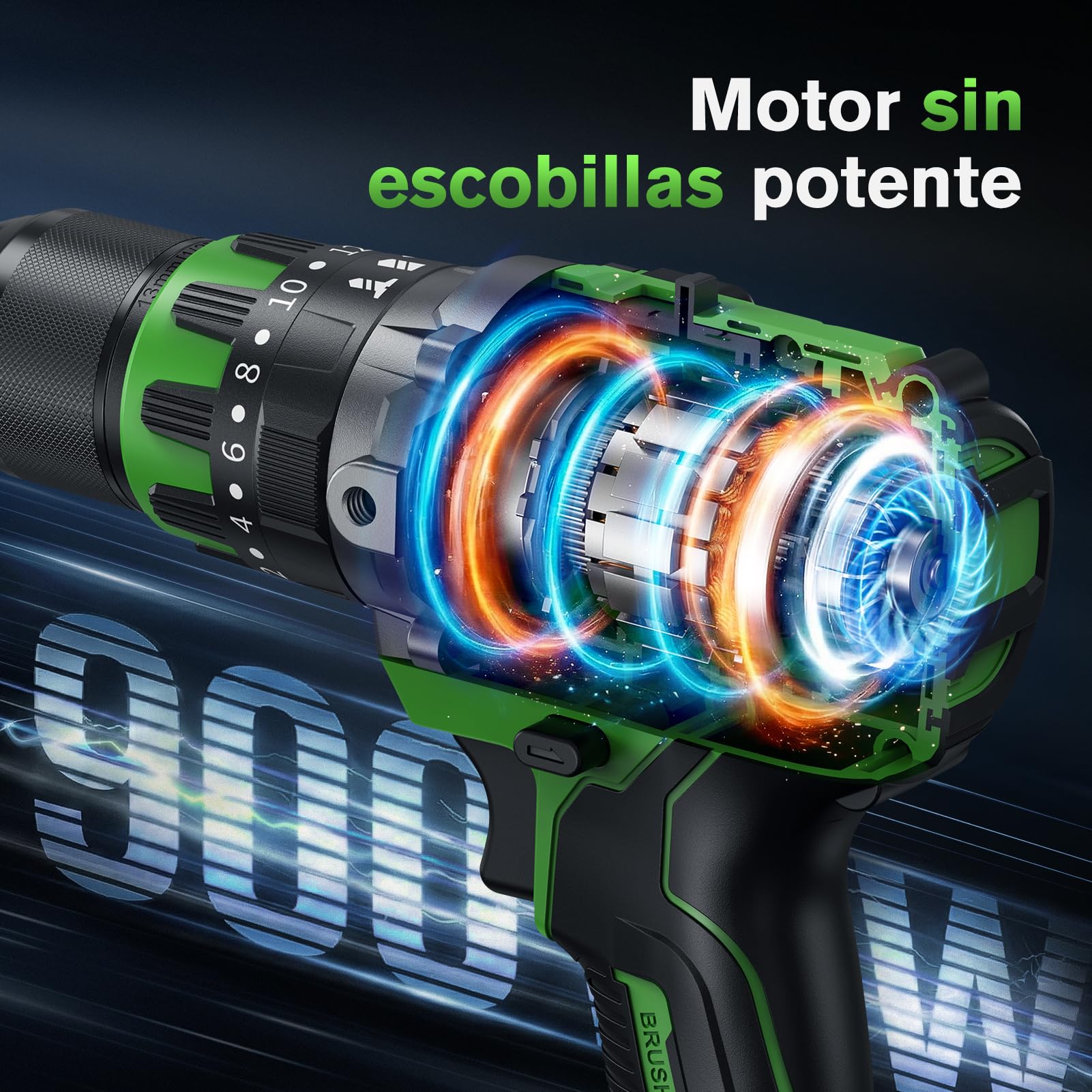 Ginour Taladro Percutor a Bateria sin escobillas, 90Nm, 21V Atornillador con 2x2Ah 10C Baterías compatible con Makita 18V, 22 Accesorios, 20+3 Par, Destornillador Electrico función impacto | con 2x2Ah 10C Baterías compatible con Makita 18V, 22 Accesorios,