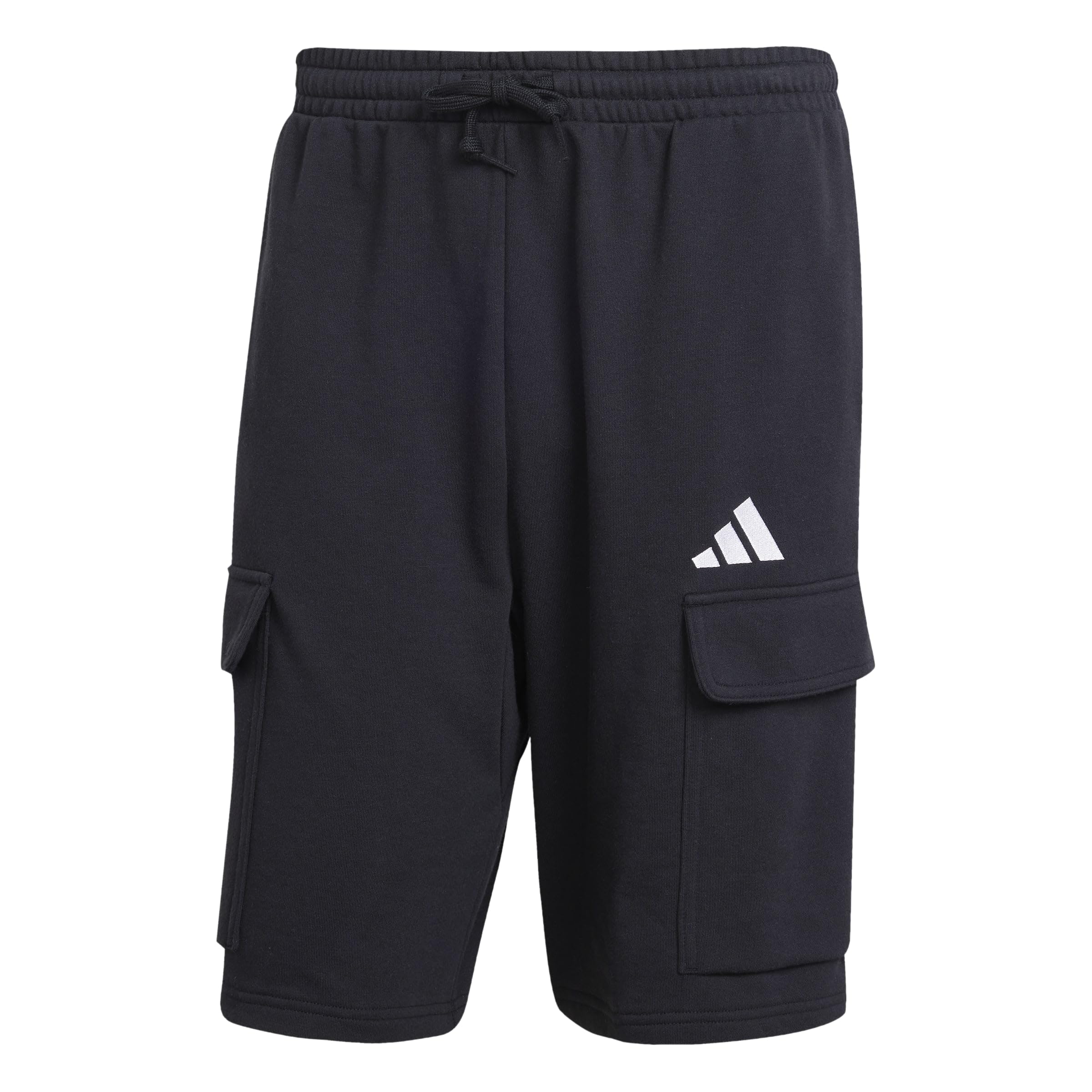 adidas Men's Essentials FEELCOZY French Terry Cargo Short, Black/White, S