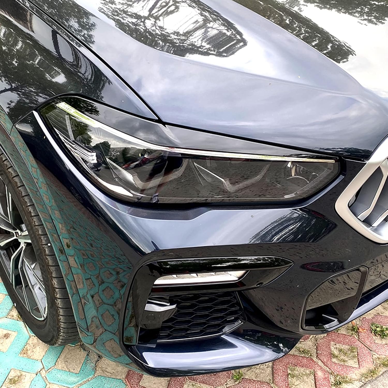 Car Headlight Eyebrows Eyelids Trim Cover For BMW X5 G05 X6 G06 2019-2023 Black