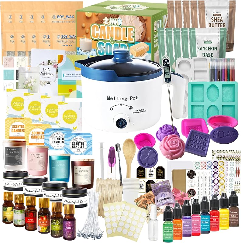 PIUH Deluxe 2-in-1 Candle & Soap Making Supplies Kit with Melter for Adults