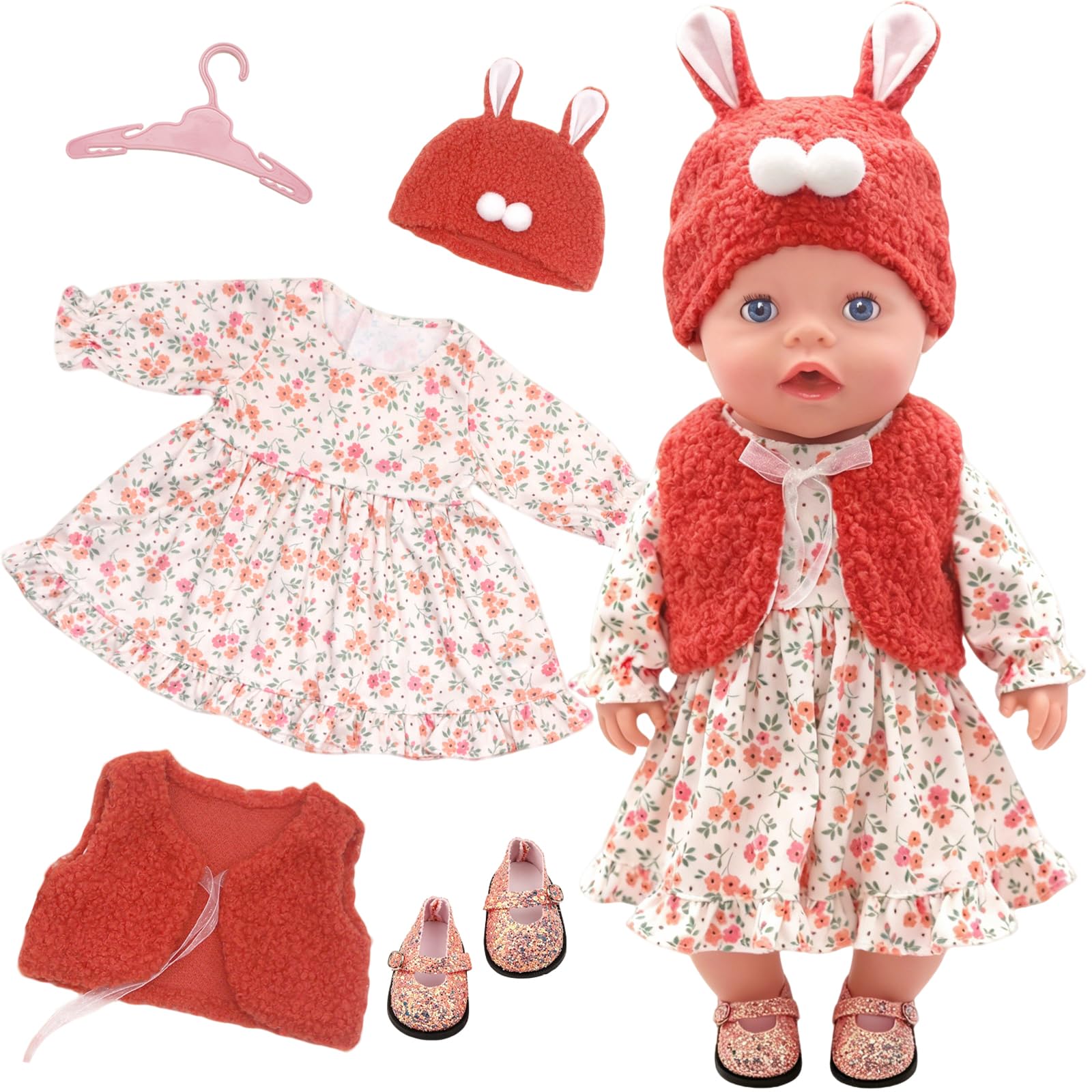 5 Pcs Doll Clothes for 35–43cm Baby Dolls Cute Fresh 14–17Inch Doll Clothes
