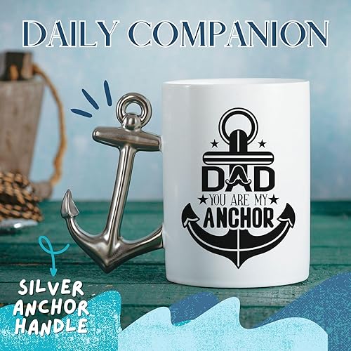 Miniatura 2 de Onebttl Regalos de Navidad para papá, taza de café con asa de anclaje, regalos para papá de hija e hijo, taza de cerámica divertida de 13.5 onzas
