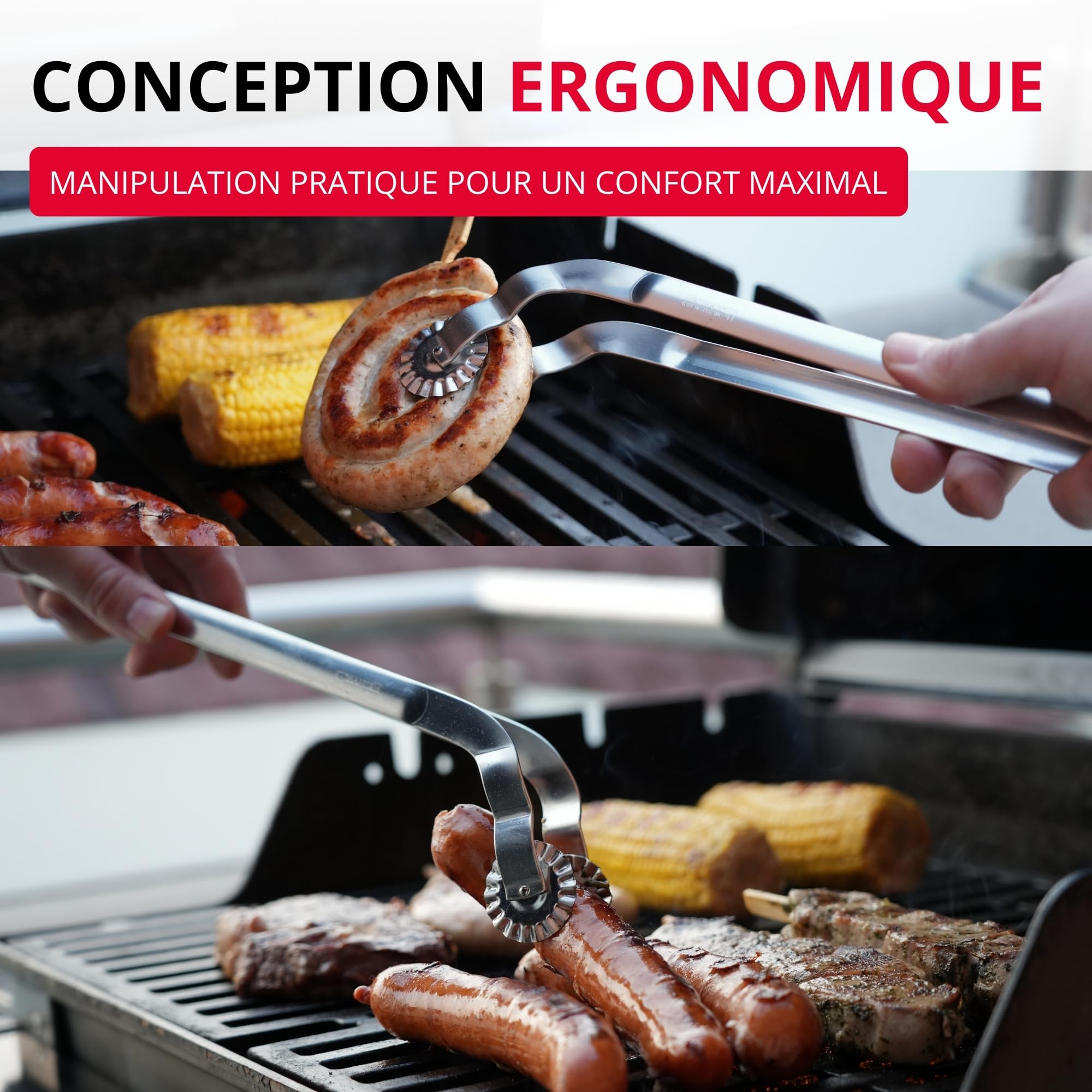 Westmark Pince à Barbecue Twistmaster, 1 Pièce – Pince à Saucisses avec Pince Rotative – Pince à Viande Robuste en Acier Inoxydable pour Grill, Barbecue et Cuisine, 35.3 Cm