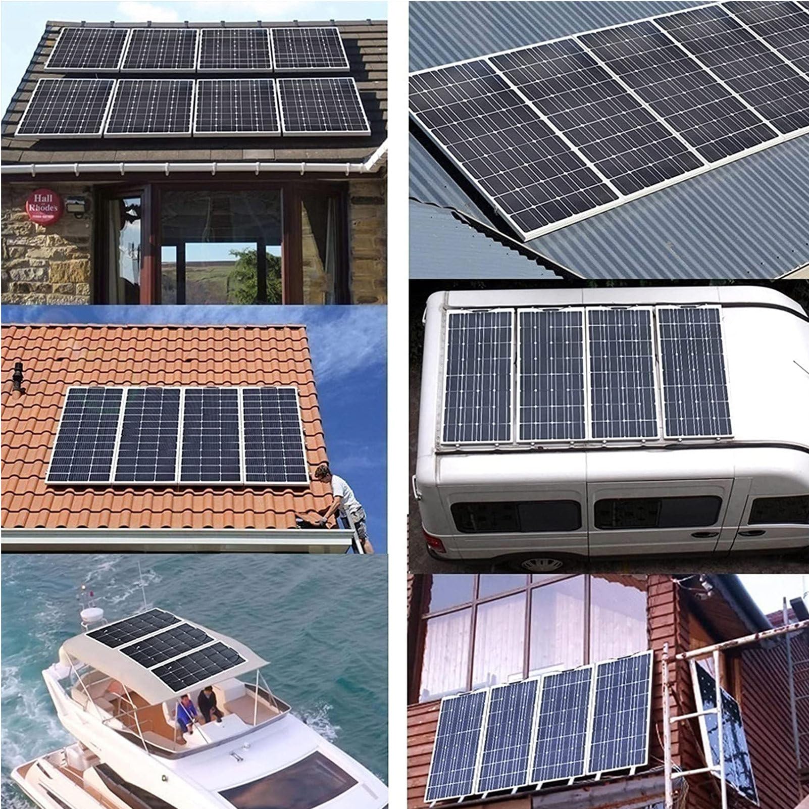 Pannelli solari fotovoltaici 200w/400w/800w, Kit di Pannelli solari Flessibili da 400w con Ricarica in Loco, 18v ad Alta efficienza per Auto, roulotte, Barche, Due Pezzi.