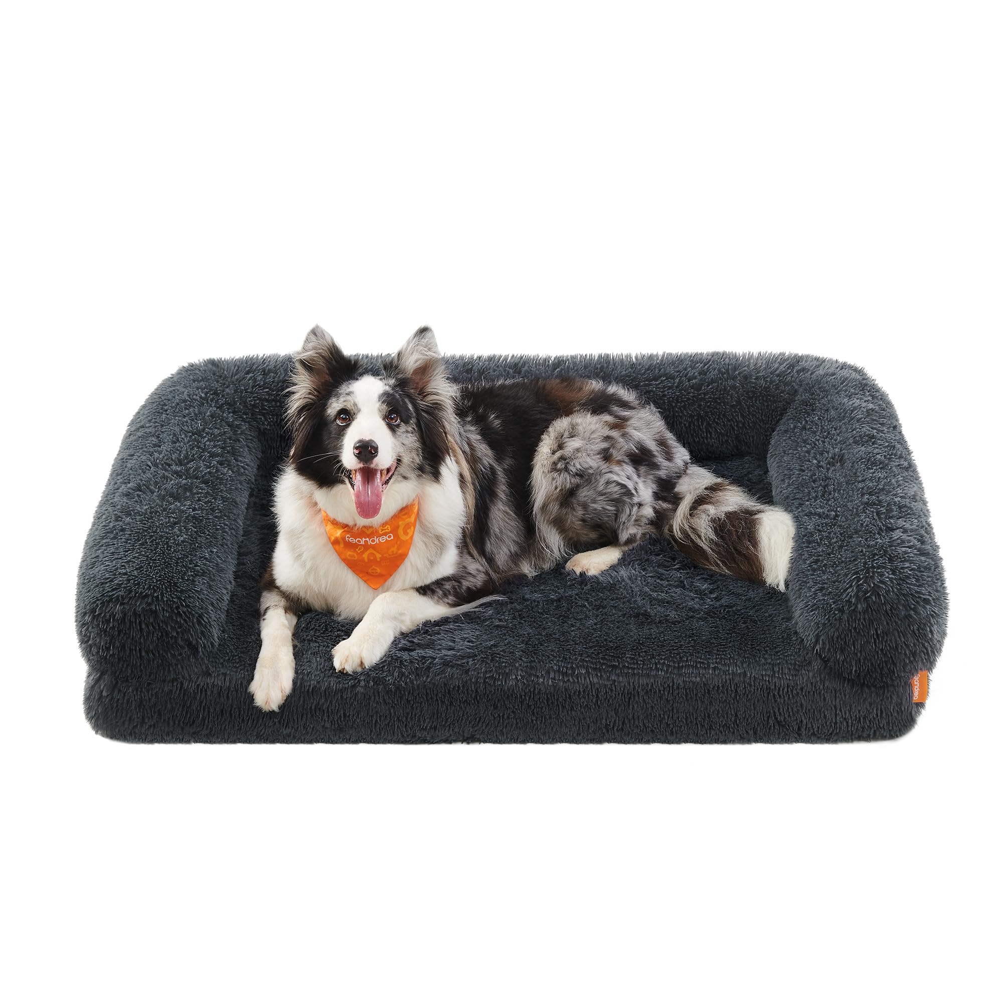 Feandrea FluffyHug Cuccia per Cani, Taglia XL, Divano Letto per Cani di Taglia Media e Grande, di Gommapiuma Ondulata, Copertura Lavabile Sfoderabile, 106 x 80 x 23 cm, Grigio Scuro PGW233G02