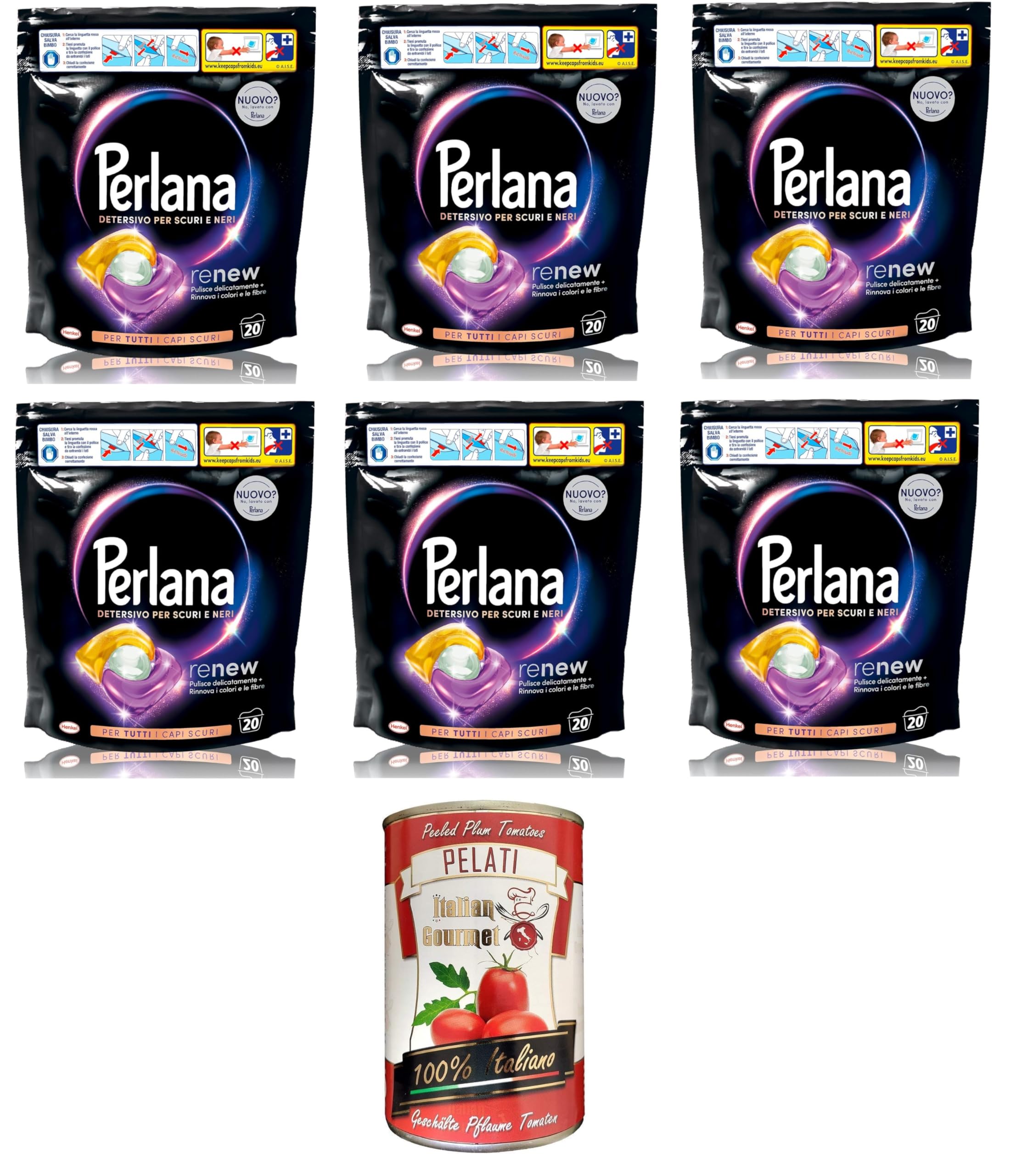 Perlana Renew Caps Black - Detergente en cápsulas para lavadora, fórmula 3 en 1, ideal para todas las prendas oscuras, paquete de 18 lavados