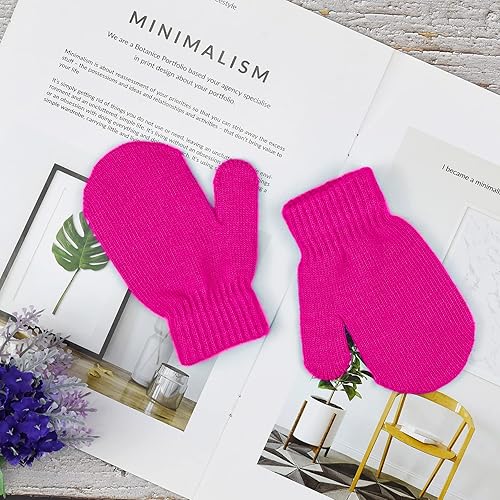 Miniatura 9 de MENOLY 6 Pairs Toddler Magic Stretch Mittens Winter Warm Kids Knit Gloves for Little Girls Boys