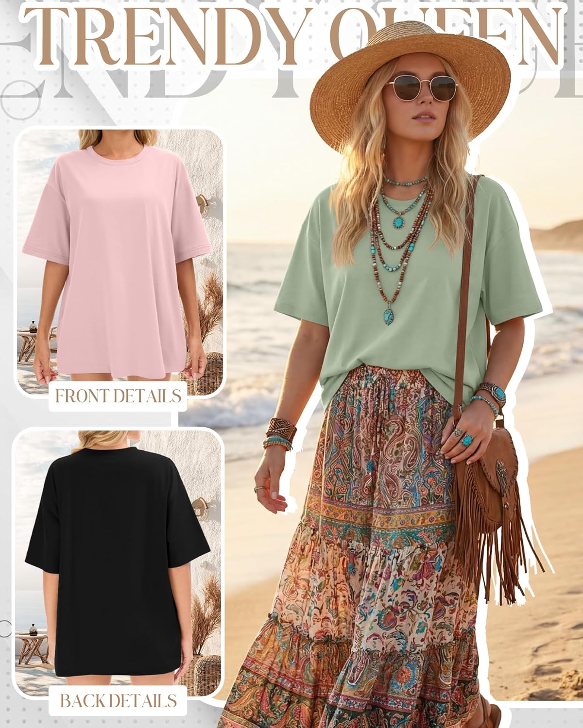 3 Pack Women Oversized T-Shirts Loose Fit Workout Gym Shirts Crewneck Short Sleeve Tops Baggy Casual Basic Tee - Image 5