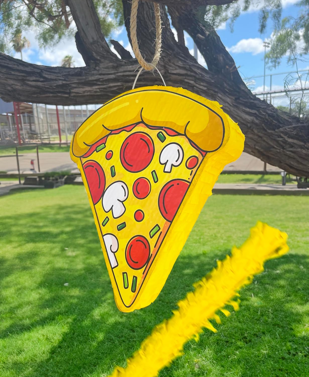 Jergrim Pizza Piñata 4 Piece Set With Stick And Blindfold For Birthday Party Favors Ninja Theme Birthday, School Pizza Party, Small Funny Piñata For Games & Decorations