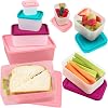 Bentology Snack Buddies - Mini Bento Snack Lunch Box w 4 Portion Control Meal Containers and Lids - BPA, PVC Free, Food Safe - On-the-Go lunchbox - Pink