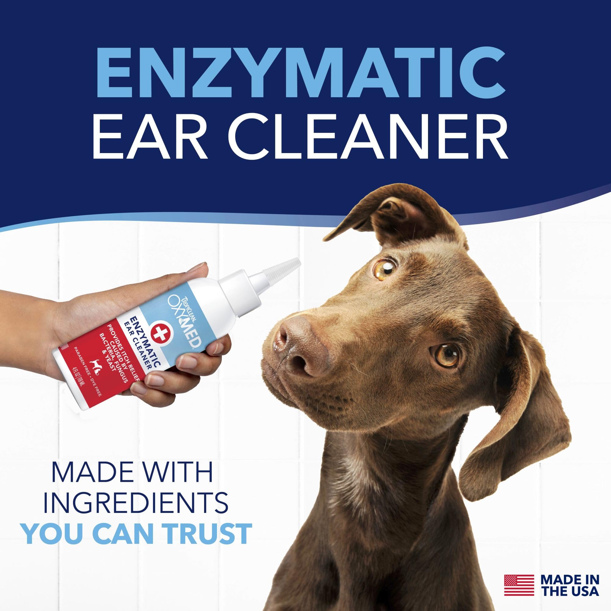 TropiClean OxyMed Enzymatic Dog Ear Cleaner, Treatment for Dogs, Vet Recommended Ear Cleaning Solution, Daily Wash Drops, Safe for Cats, USA Made, 4oz - image 3