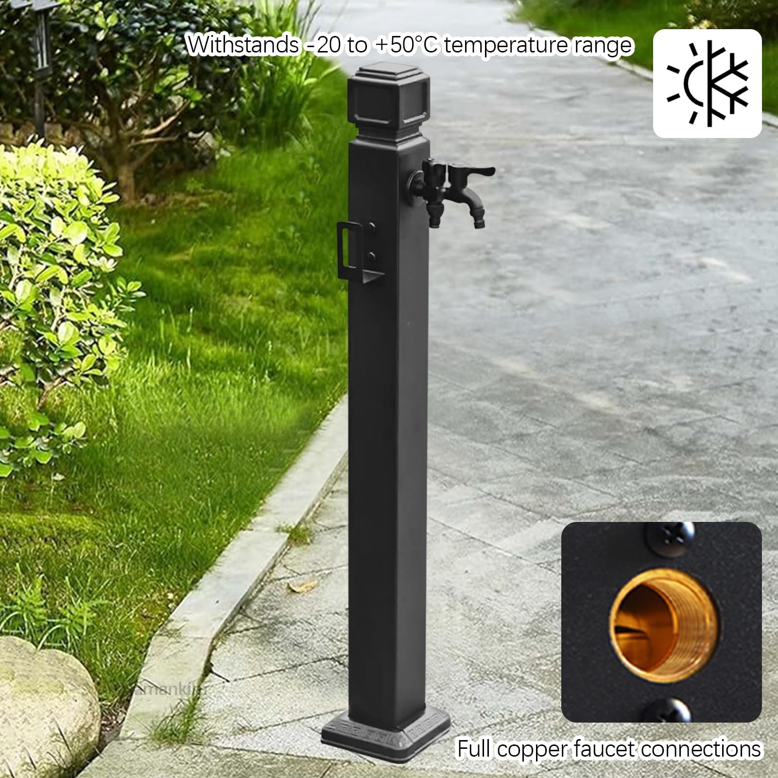 Rubinetto a colonna da giardino in acciaio inox, 95 cm, per esterni, montaggio a pavimento, antigelo, antigelo, per irrigazione da prato, fattoria, lavaggio patio, durevole e resistente alle