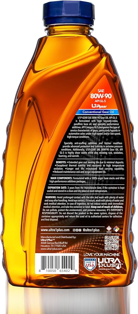 Amazon.com: ULTRA 1PLUS SAE 80W-90 Gear Oil - Heavy Duty API GL-5