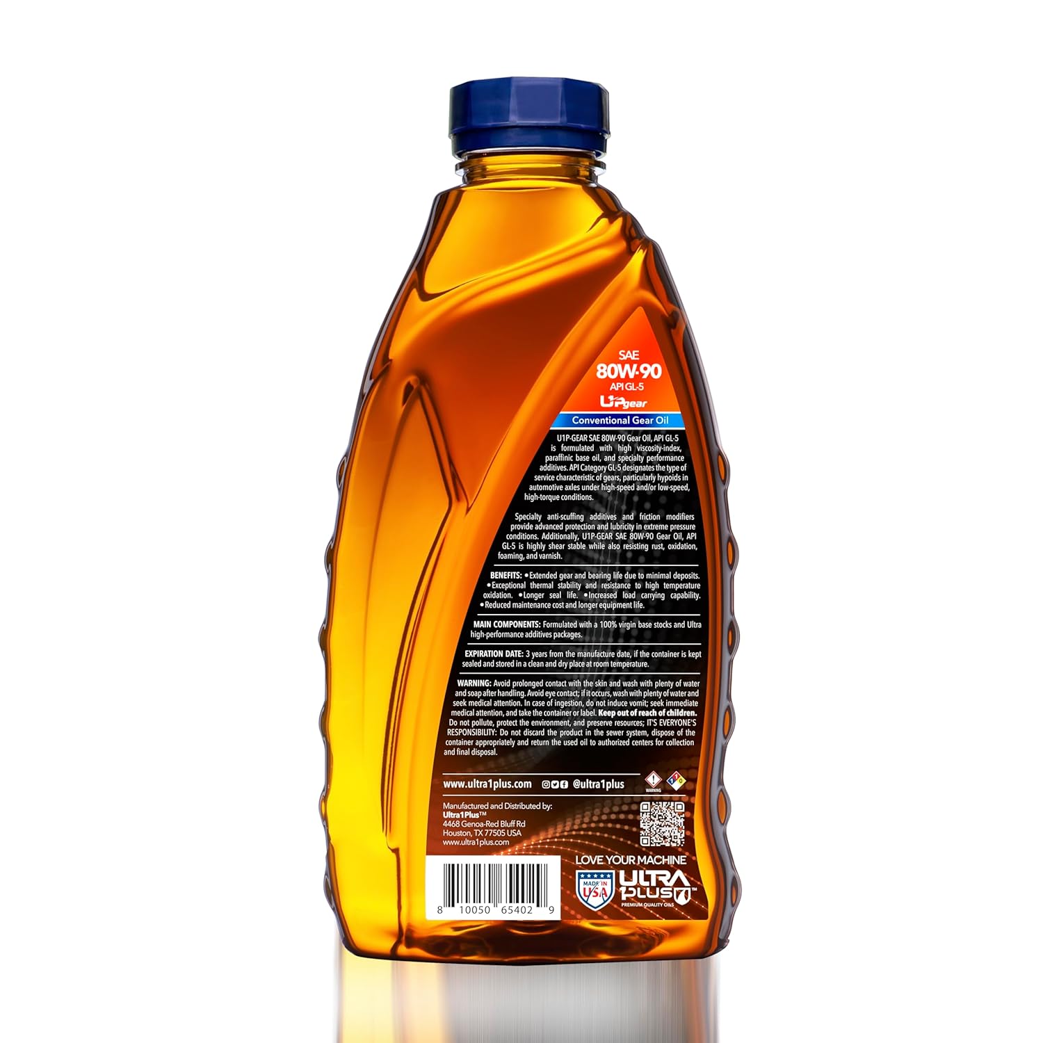 ULTRA 1PLUS SAE 80W-90 Conventional Gear Oil API GL-5 (1 QT) & Antifreeze Coolant