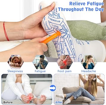 Reflexology Socks with Massage Tool, Acupressure Socks with Gloves, 6 Pieces Massage Socks Kit, Reflexology Chart Socks for Fatigue, Stress and Pain Relief
