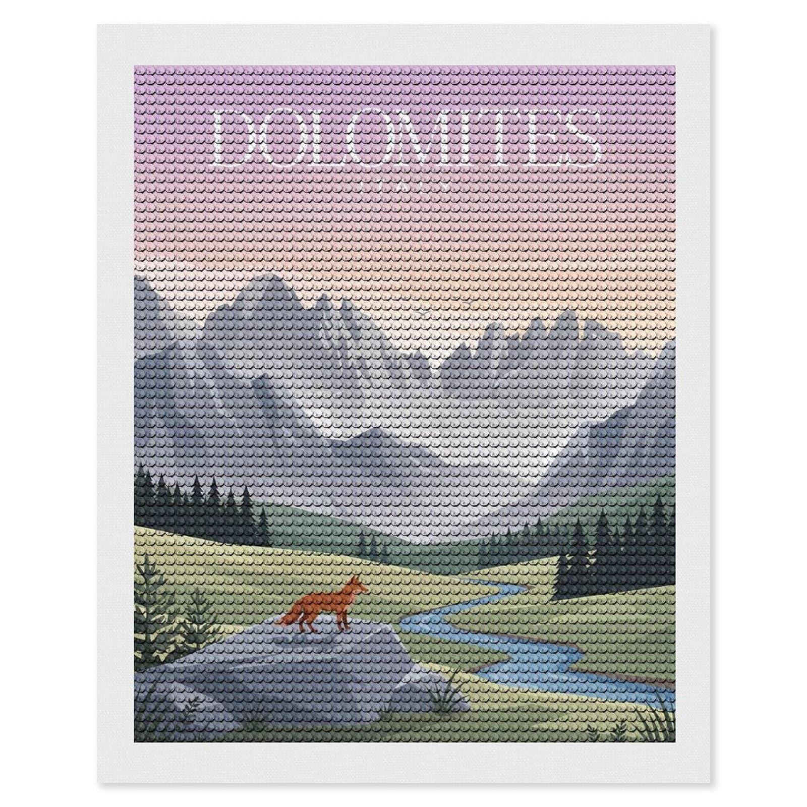 Junmoney Dolomites Italy Landscape DIY Diamond Art Canvas Kit 16"x20", for Teens, Finish and Display, Holiday Gift Idea, Vintage Style Decor