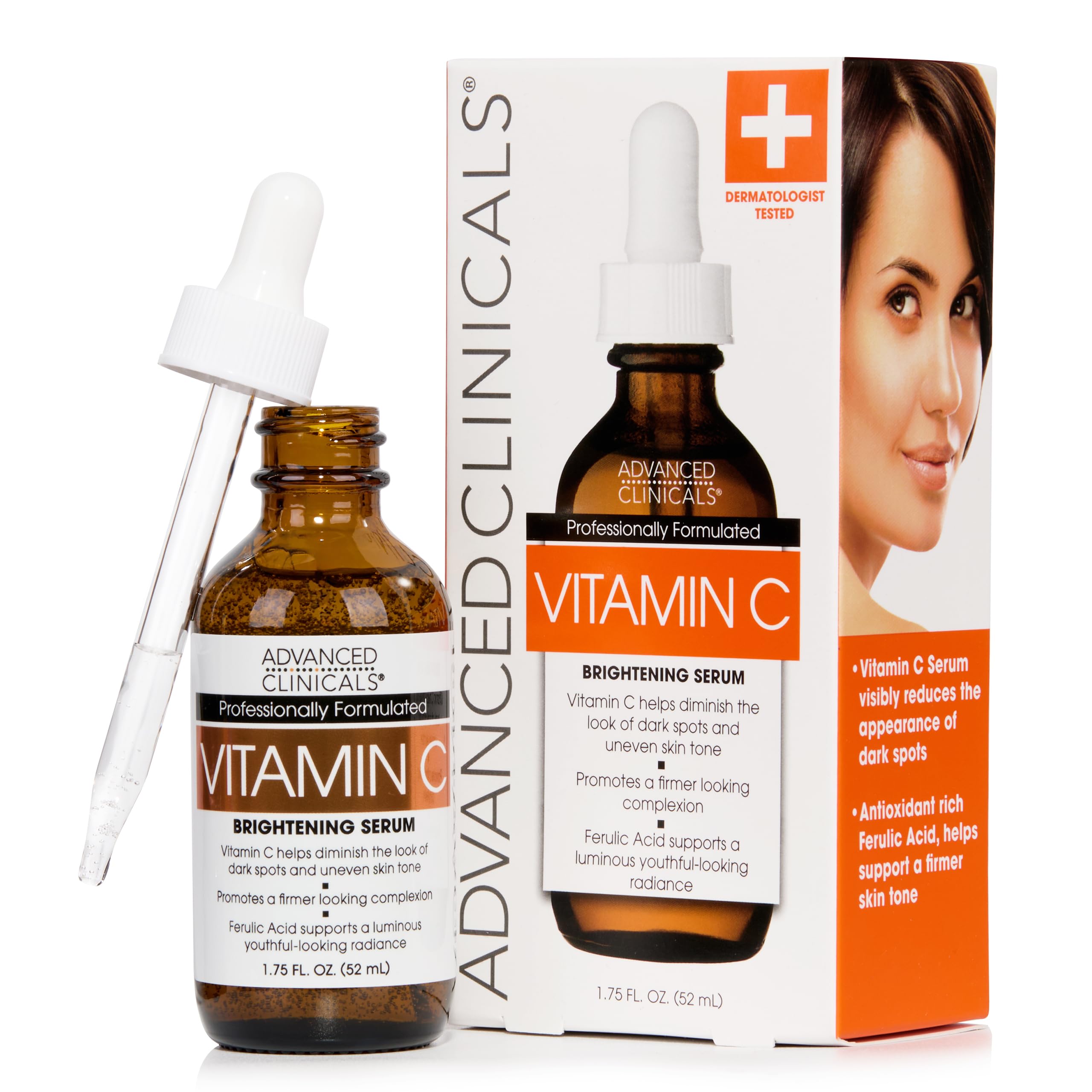 Advanced Clinicals Vitamin C Anti Aging Serum For Dark Spots Uneven Skin Tone Crows Feet And Expression Lines 1.75 Ounce Multi
