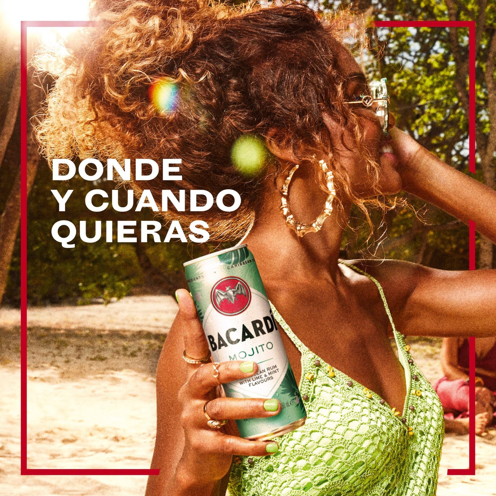BACARDÍ Mojito es un cóctel enlatado, ALC. 5%, 12 x 25 cl / 250 ml, listo para beber, elaborado con ron BACARDÍ Carta Blanca y mezclado con lima y hierbabuena