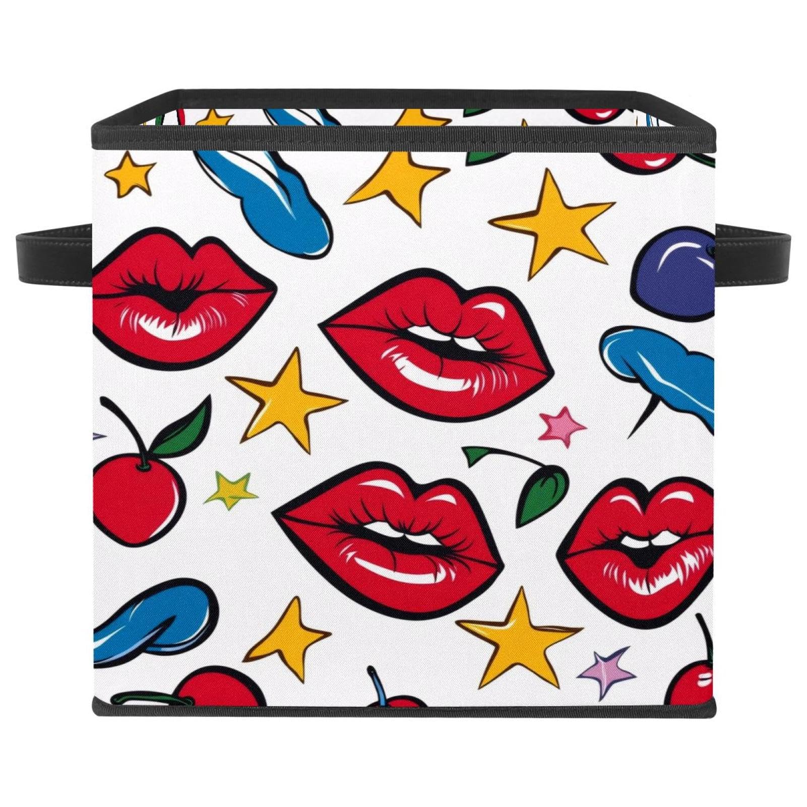 Boîte de rangement cube Lips Star Cherry en tissu Oxford haut de gamme