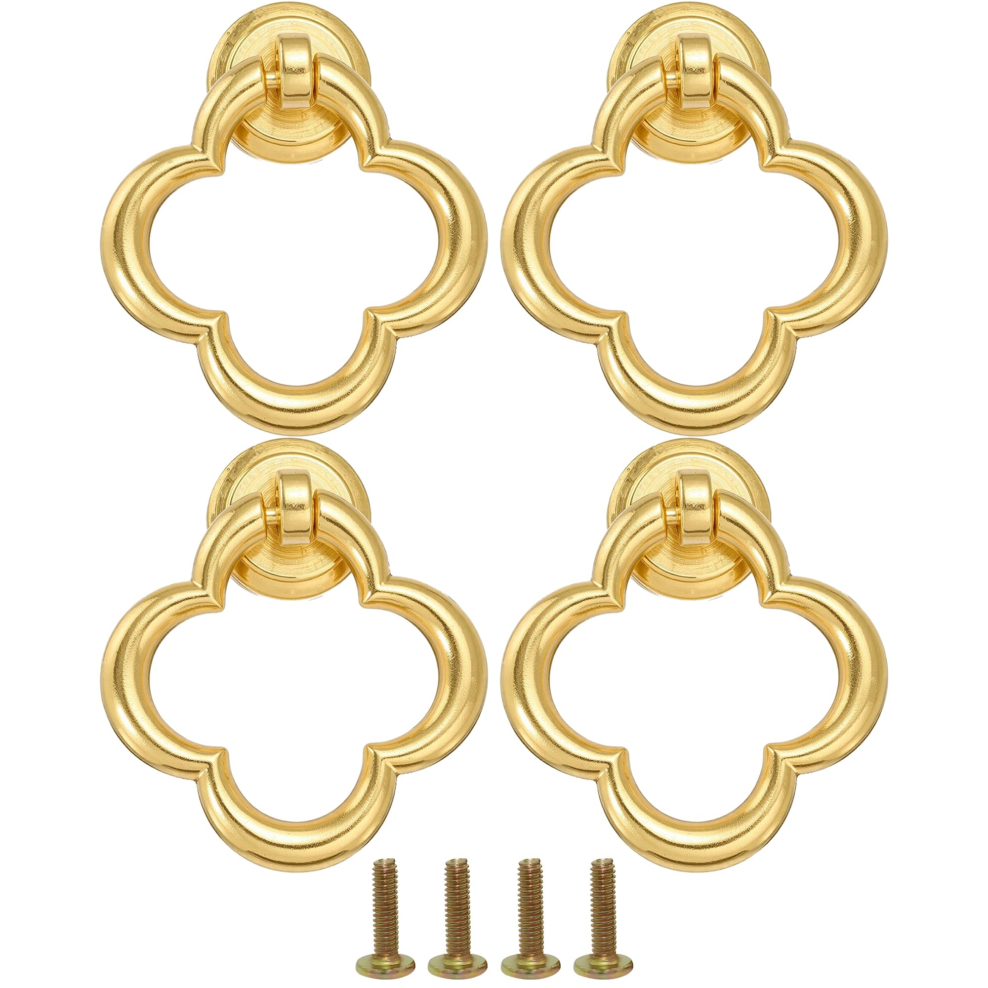 QACUU 4pcs Vintage Brushed Brass Cabinet Knobs, Handles for Drawers