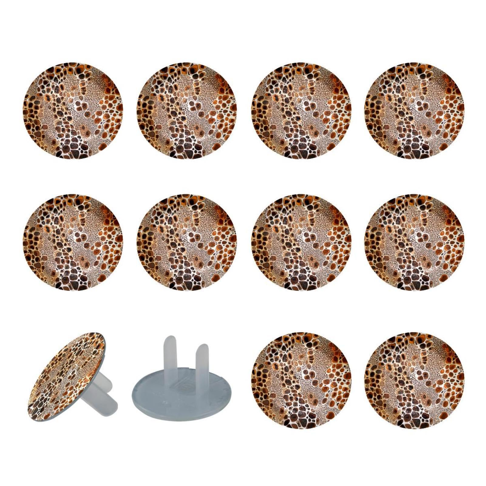 12 Pieces Yellow Leopard Outlet Covers Baby Child Proofing, Electrical Safety Socket Caps for 2-Prong Power Wall Plate, Safety Plugs Protector Guard
