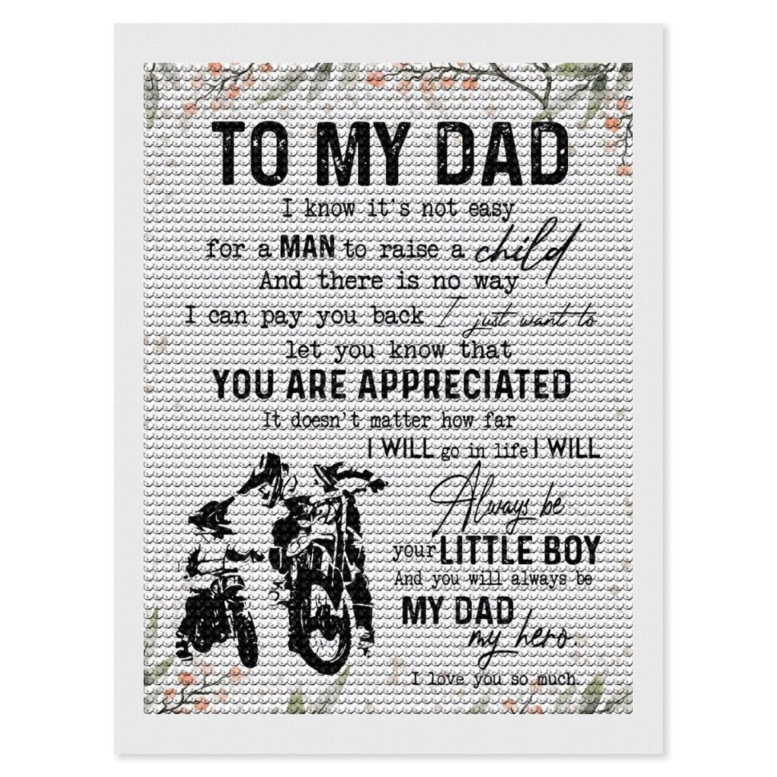Junmoney to My Dad Fathers Day Diamond Painting Kit 12"x16", Easy Handmade Project, Cosy Home Accent, for Craft Lovers, Holiday Gift Idea