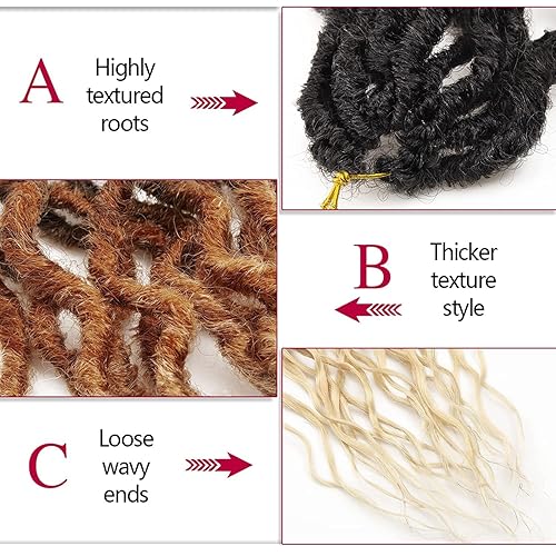 Miniatura 220 de 8 paquetes de rastas de cabello sintético de ganchillo de 18 pulgadas, rastas sintéticas bohemias con extremos rizados, cabello de ganchillo suave