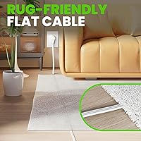 Vista 7 de GEARit Cable de extensión de enchufe plano giratorio de 360° (4.57 m, blanco) Extensión múltiple de 3 tomas de corriente, cable de 16 AWG, adaptador