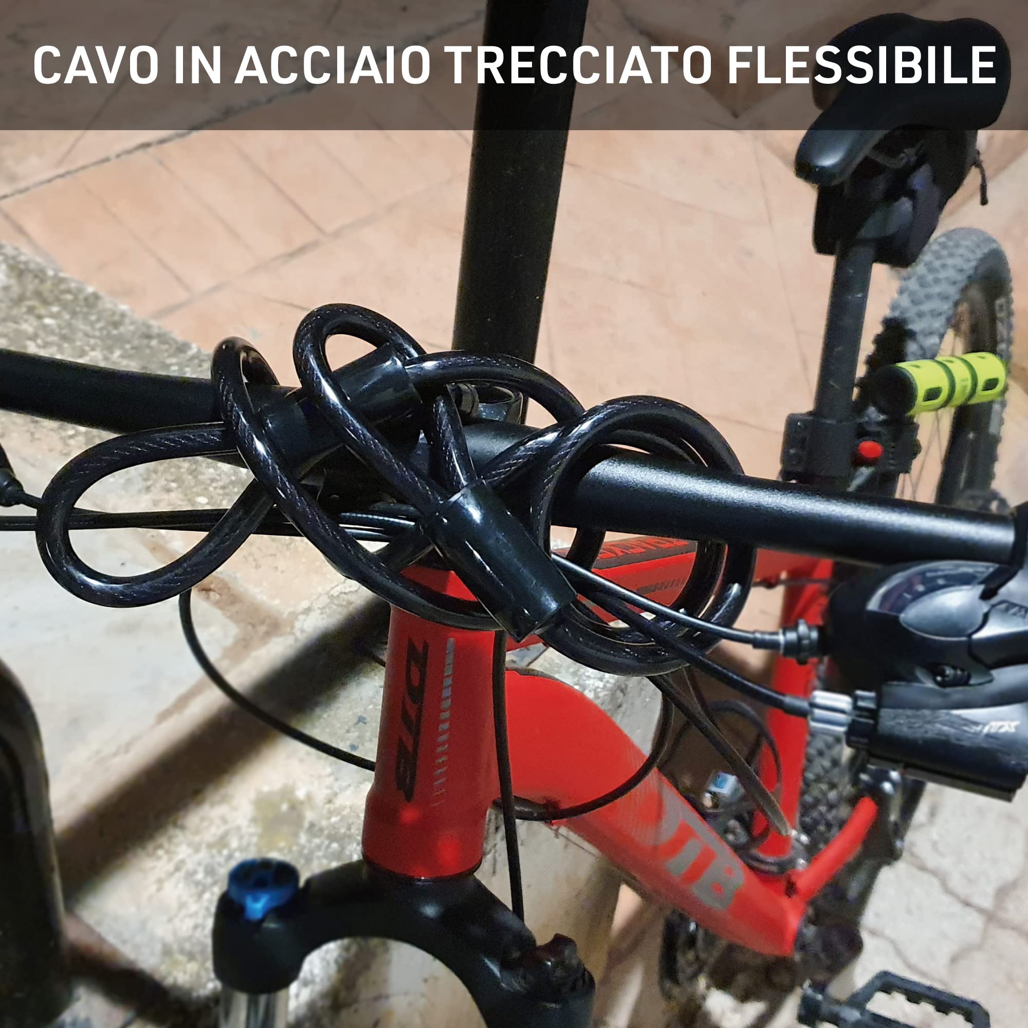 URBAN UR85150B Lucchetto a U Bici Alta Resistenza, Leggero + Cavo Più Sicuro e Pratico, Forcella ø13 Acciaio Indurito con Doppio Blocco, Supporto per Trasporto Facile, Antifurto per Bici e Monopattino
