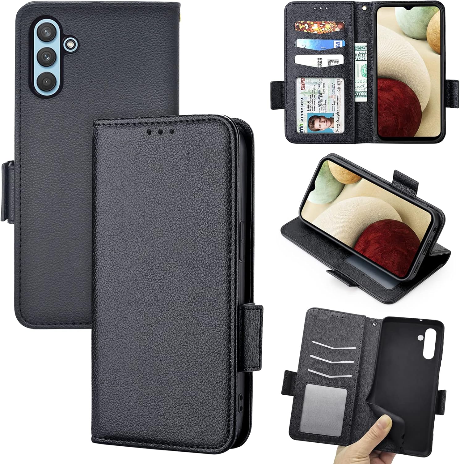Galaxy A13 Wallet Phone Case, Flip Cover with RFID Card Holder and