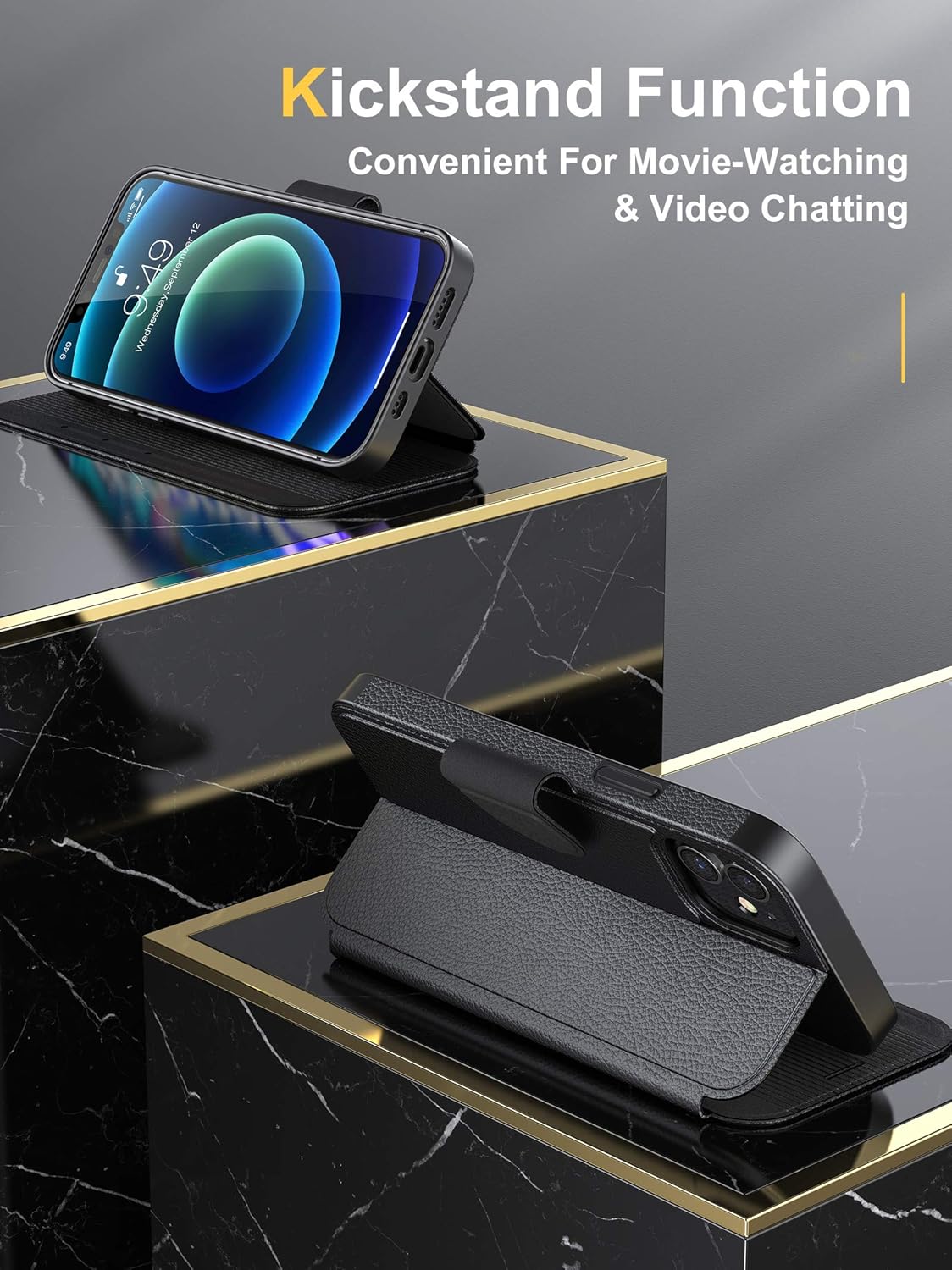 Exclusive Discount 50% Price Humixx Compatible with iPhone 12/12 Pro Wallet Case 6.1 Inch [RFID Blocking] with Card Holder ＆ Kickstand Function Luxury PU Leather Case Shockproof Flip Cover for Men, Black