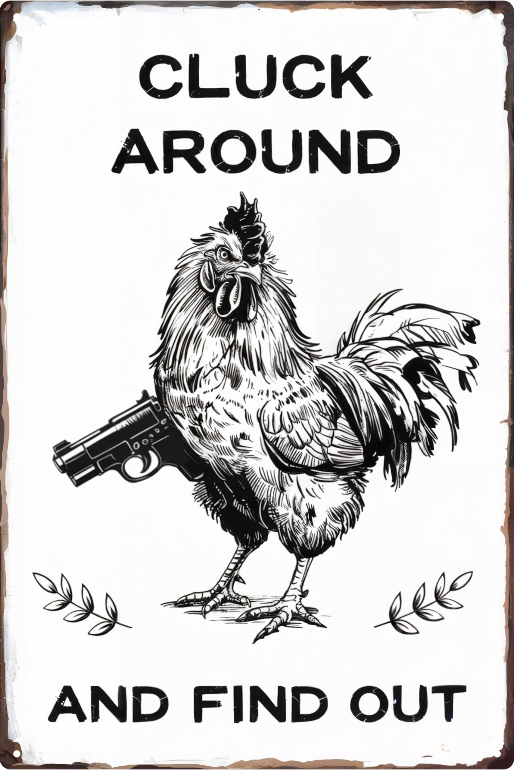 Funny Chicken Gifts Chicken Cluck Around and Find Out Tin Sign for Home Farm Chicken Coop Farmhouse Kicthen Garden Decor 8x12 in