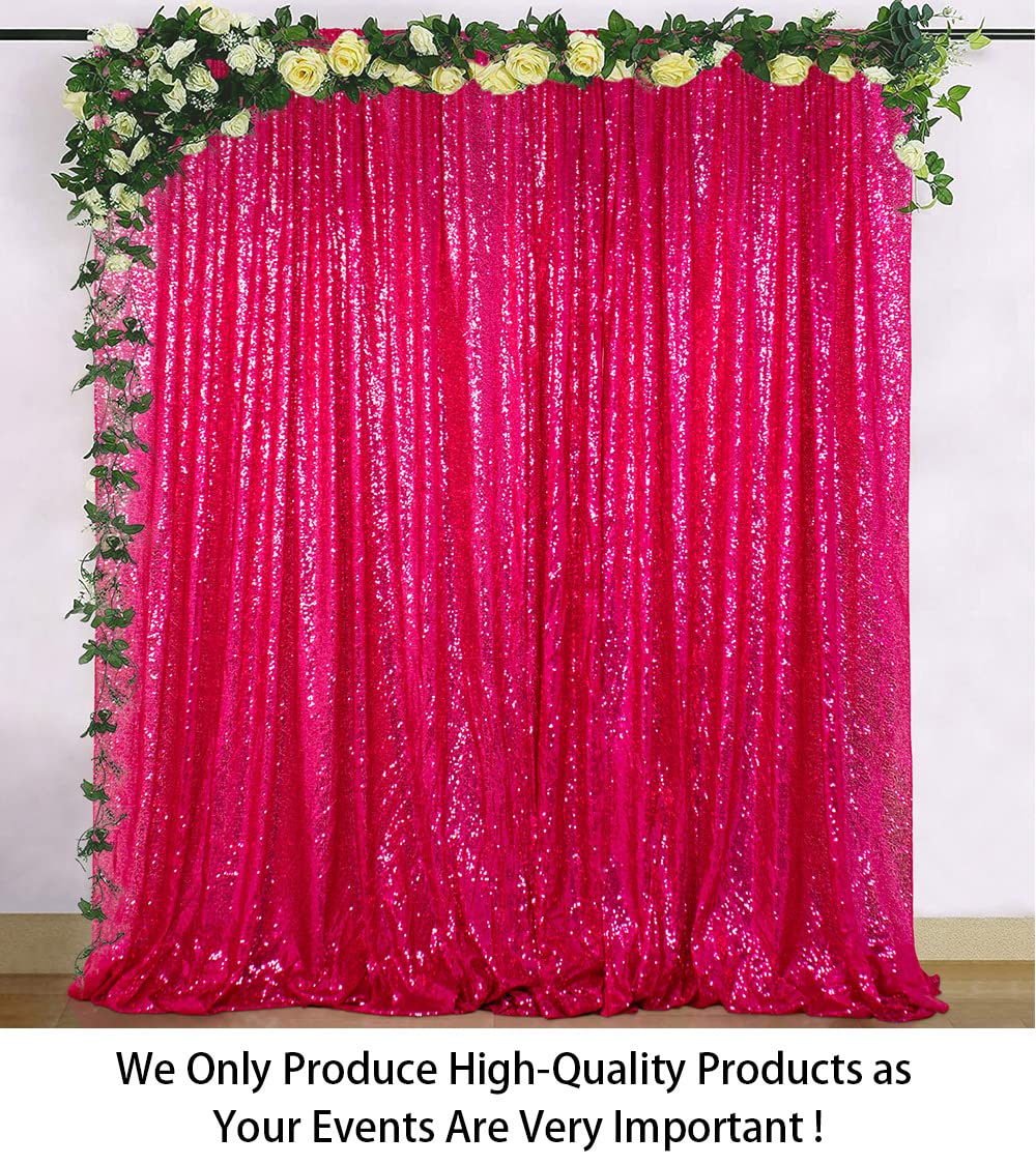 ShiDianYi Sequin-Backdrop Fuchsia 2 Panels 4FTx6FT Backdrop for Photograph Sequin Photo Backdrop for Birthday Sparkle Wedding Backdrop Glitter Backdrop for Baby Shower Backdrop
