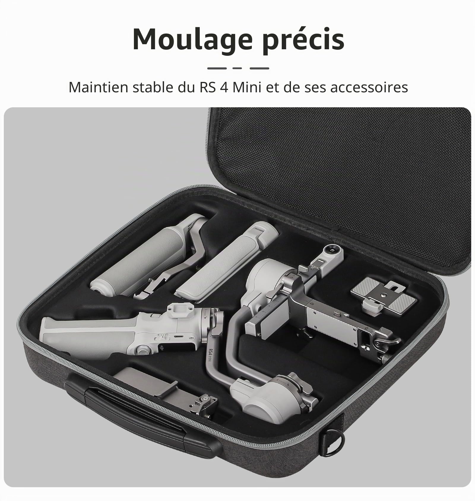 RC GearPro Sac de transport portable pour DJI RS 4 Mini, rigide, pour voyage, compatible avec DJI Ronin RS4 Mini stabilisateur de cardan 3 axes, gris