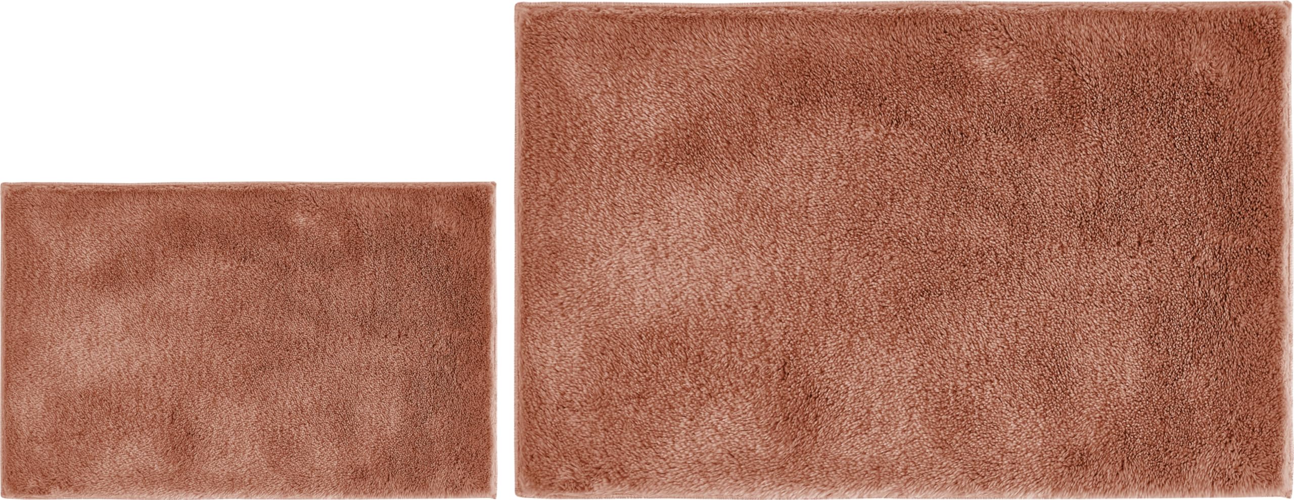andiamo Badematte rutschfest Florida - Badezimmerteppich weich und flauschig - Badteppich rutschfest waschbar Duschvorleger Badvorleger für Badezimmer 2er Set 40 x 60 cm + 60 x 100 cm rostrot