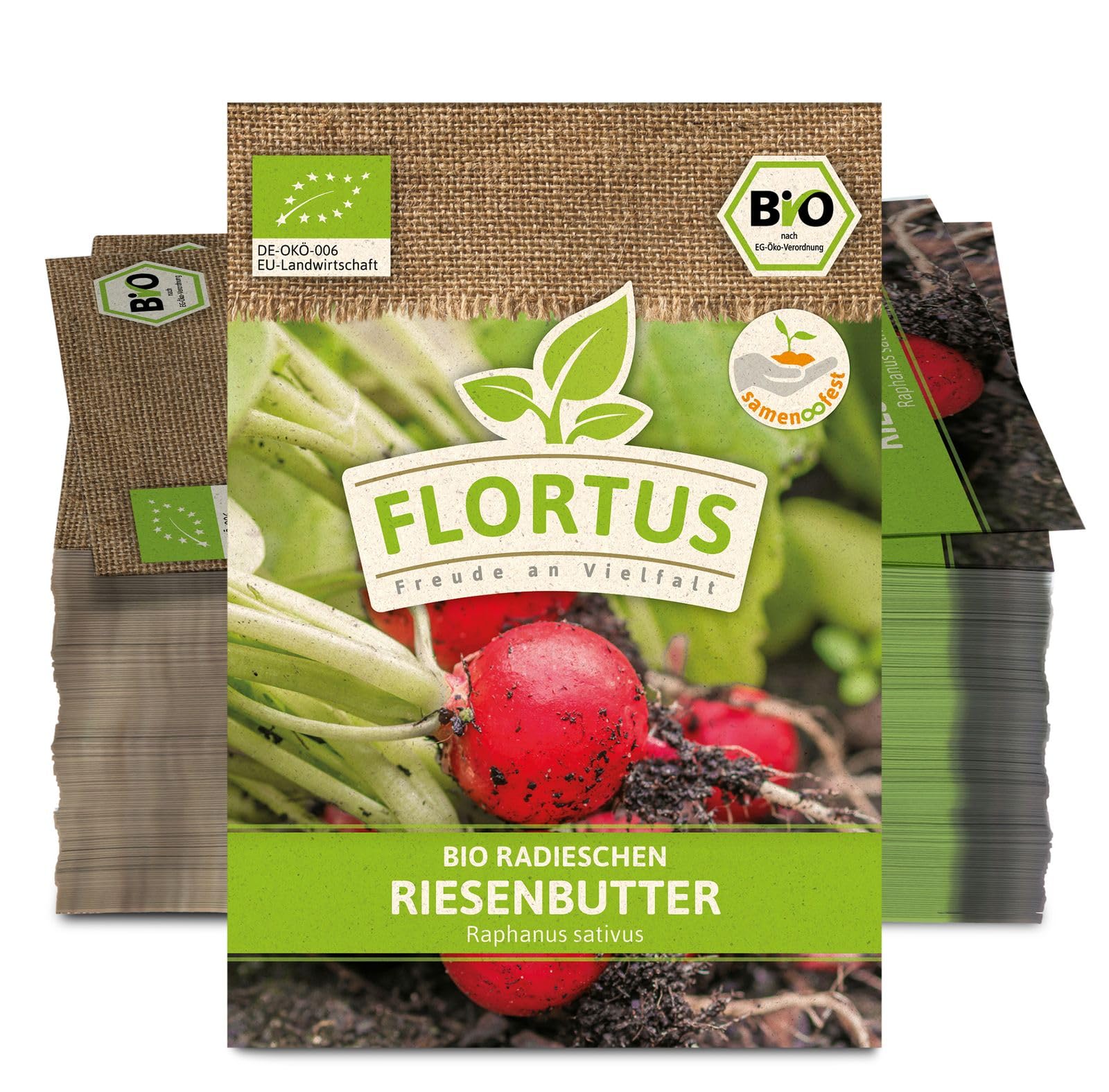 FLORTUS 2000-0520-100x Radieschen Riesenbutter (100 Stück) (BIO Radieschensamen)
