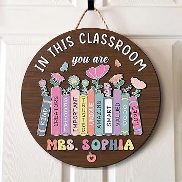 Personalized 3D Wooden Teacher Door Sign with Custom Name | Classroom decor,#34;In This Classroom" design, back to school, teacher appreciation, wooden hanger