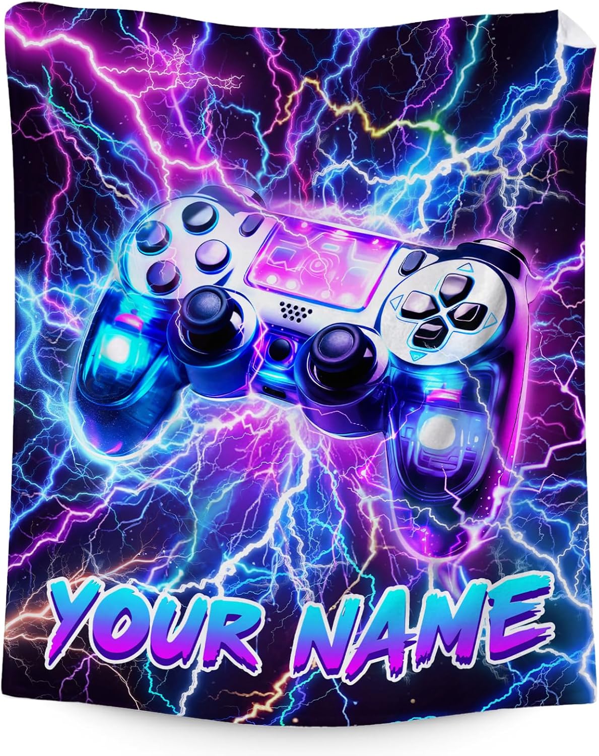 Personalized Gamer Gifts for Kids - 60 x 80 Inches Flannel Fuzzy Video Game Throws Blankets Stuff for Lap Sofa