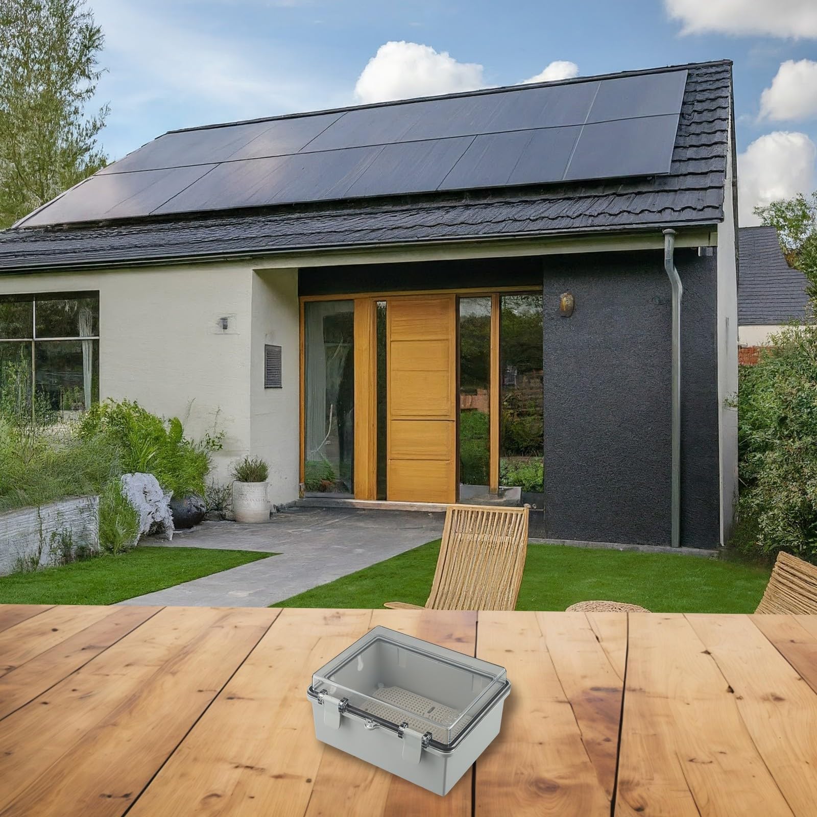 Cubierta protectora de enchufe, caja distribución impermeable, protección IP66, unión plástico con transparente