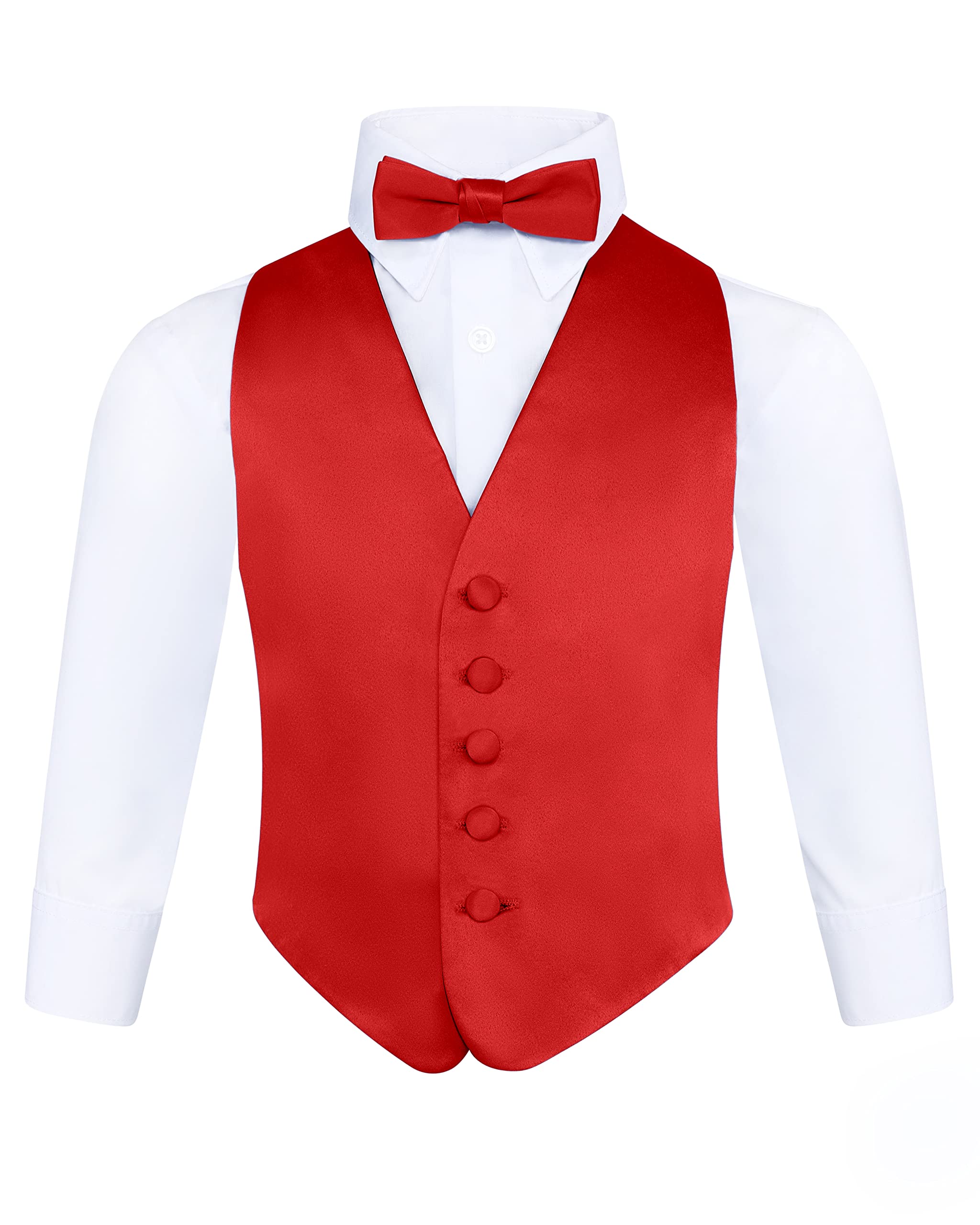 S.H. Churchill & Co.Boys 3 Piece Backless Formal Vest Set – Includes Vest, Bow Tie, Pocket Square for Tuxedo or Suit