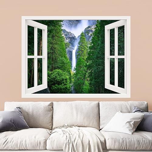 Miniatura 10 de wall26 Adhesivo mural removible para pared, vista de ventana, nieve, invierno, montaña, bosque, árboles, naturaleza, fotografía, realismo, paisaje