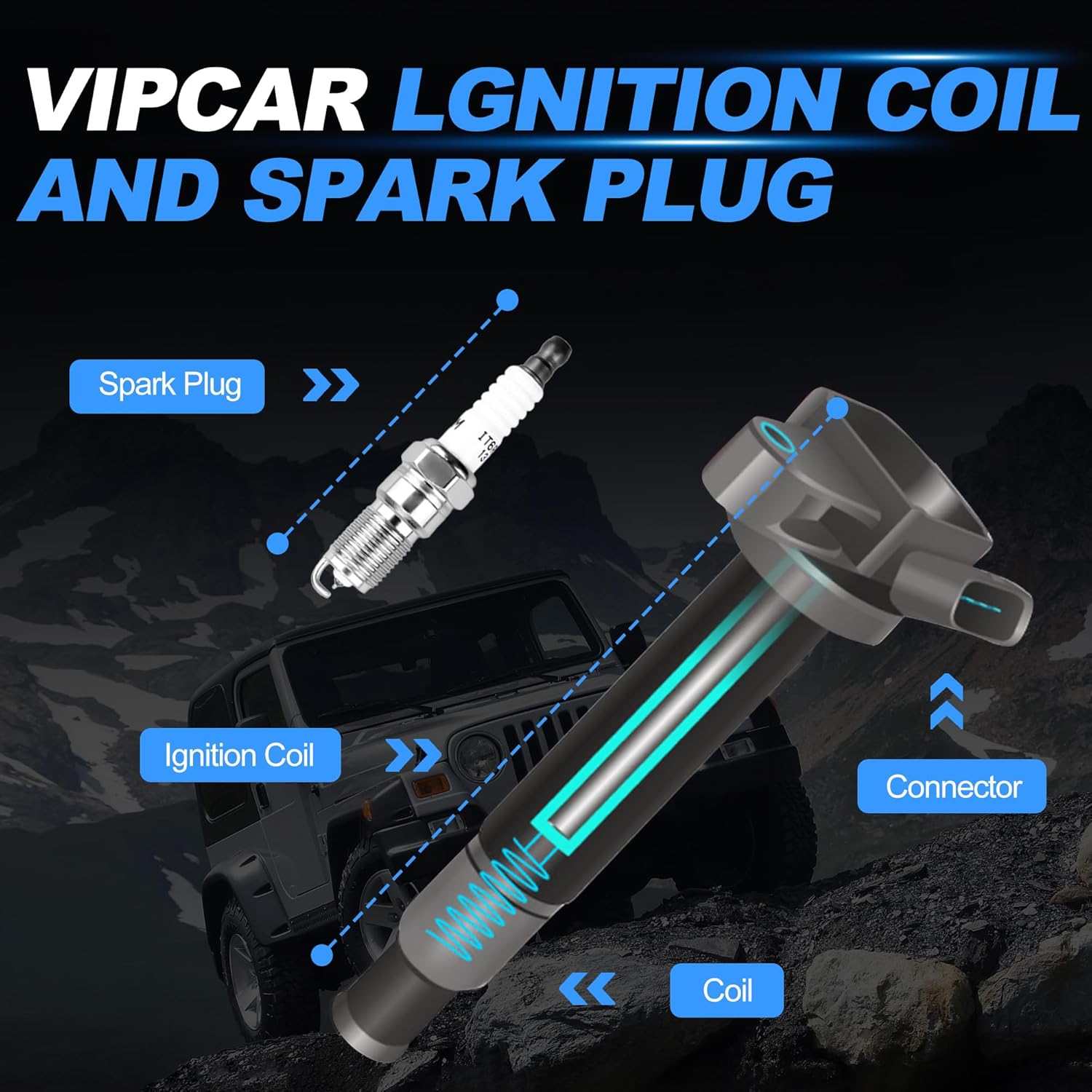 Set of 4 Ignition Coil Pack UF499 and Iridium Spark Plugs Compatible with Hyundai 2006-2011 Accent, for Dodge Attitude 1.6L 1.4L L4, for Kia Rio, Rio5