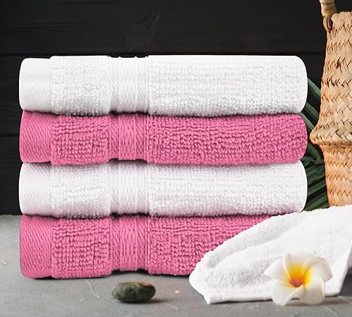Miniatura 2 de Towel and Linen Mart - Juego de 4 paños de lavado, 100% algodón, lujosos, altamente absorbentes y suaves al tacto, perfectos para uso diario (blanco