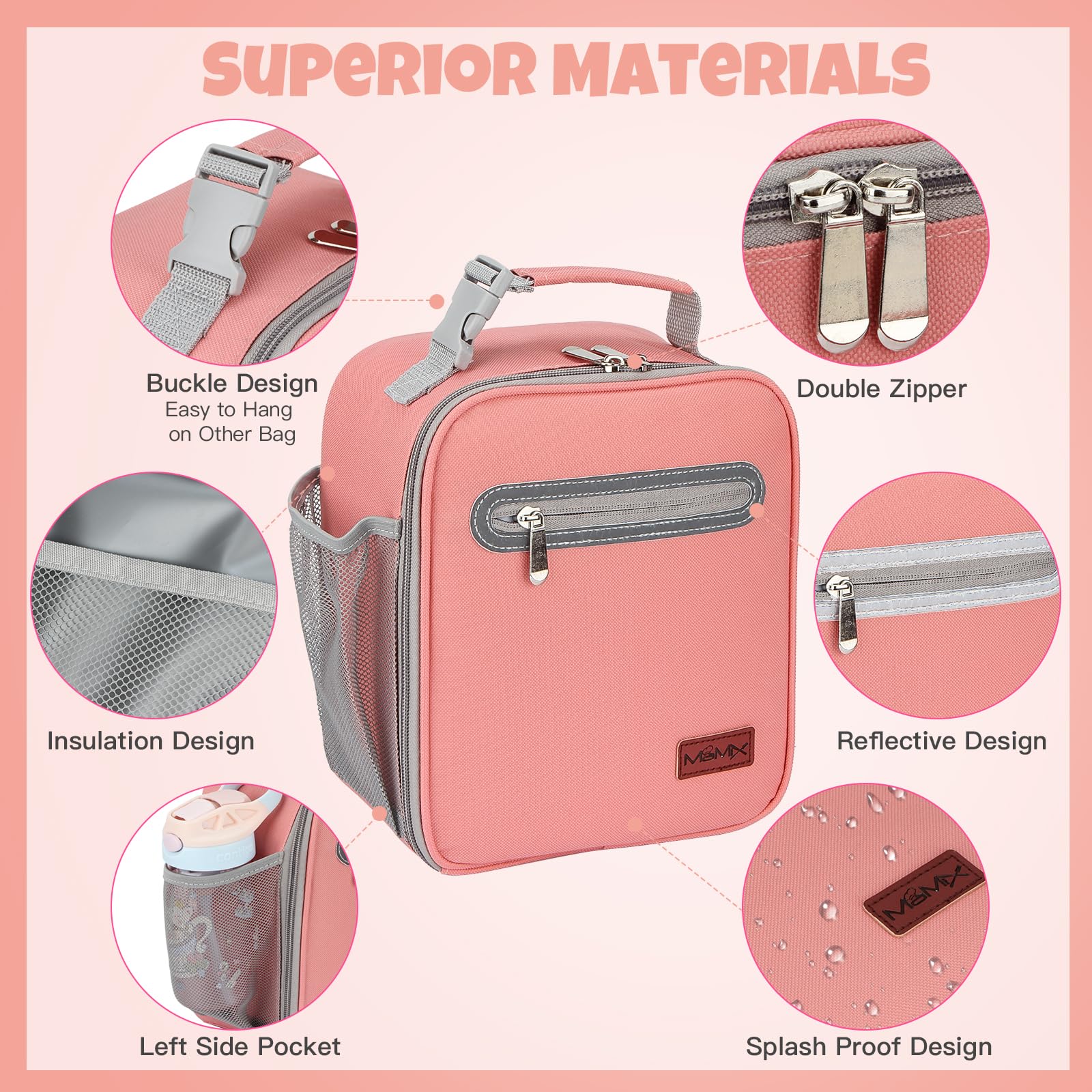 MaMix Bento Box Lunchbox für Erwachsene, Lunchbox, Kinder, inklusive Lunchtasche für Erwachsene/Kinder/Studenten, 1300 ml, 4 Fächer, Bento-Lunchbox (rosa Set)