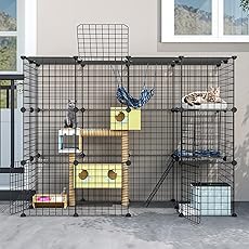 Outdoor Cat House Cat Cages Enclosure with Super Large Enter Door, Balcony Cat Playpen with Platforms,DIY Kennels Crate Large Exercise Place Ideal for 1-4 Cats